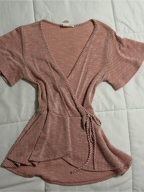 Caution To The Wind Pink and White Striped Knit Top